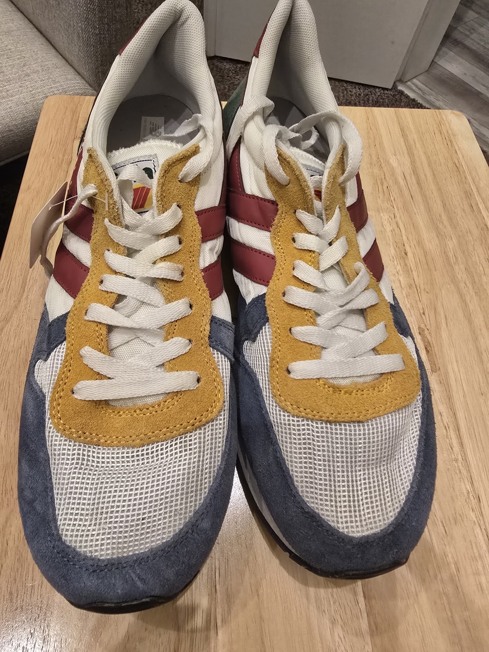 Gola Men's Sneakers in White, Mustard & Navy with Red Stripes